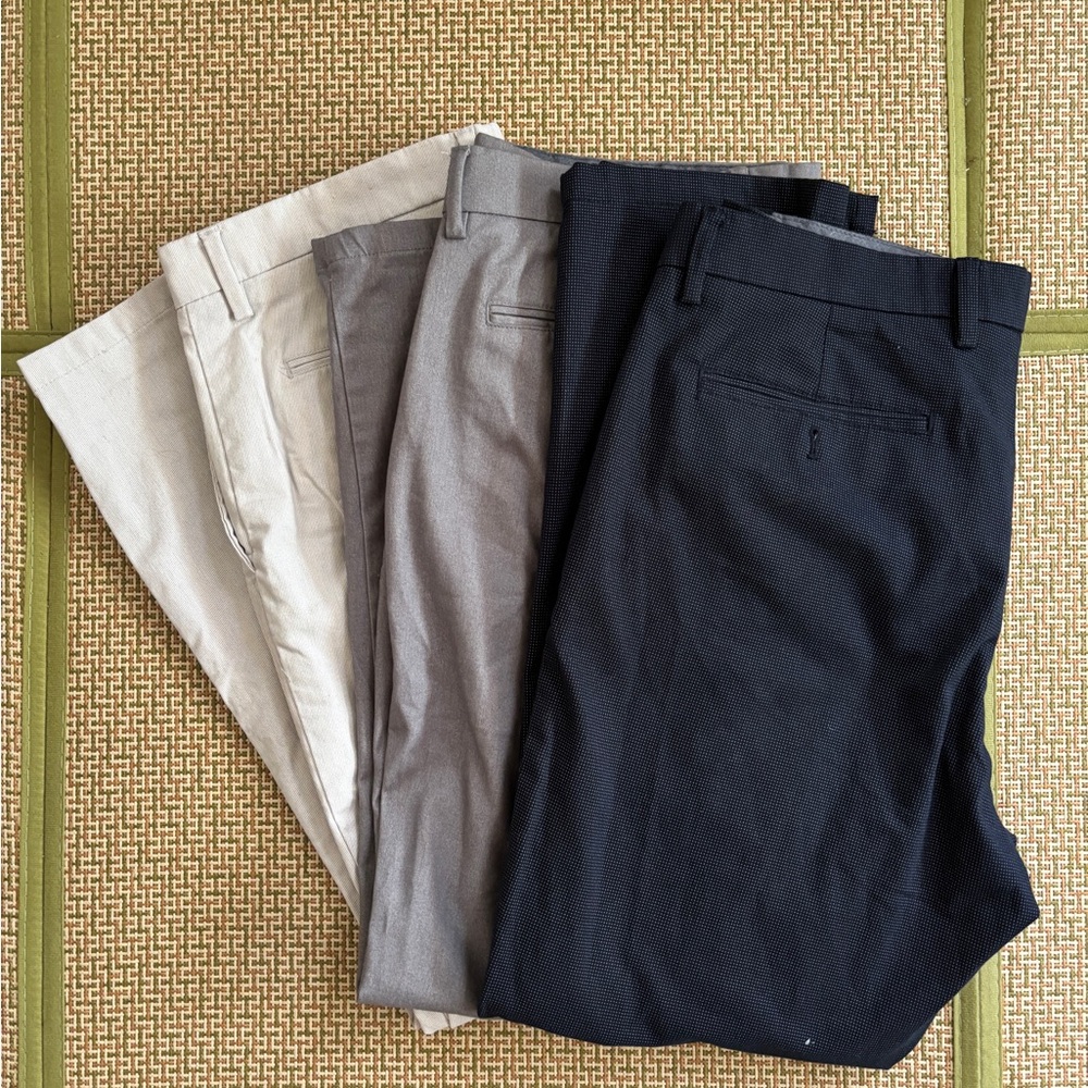 Old Navy Ultimate Built-In Flex Pants 3-Pack - Navy/Cream/ Gray. Like New. 36x30